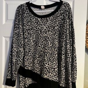 Sew In Love Black and Gray Leopard Print Sweatshirt